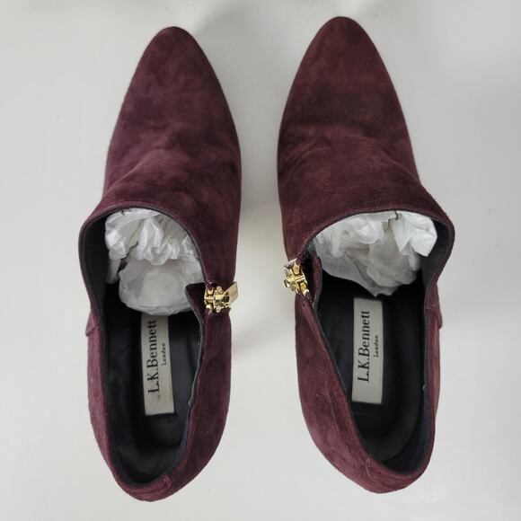 LK Bennett Doris Womens Boots Size 37.5 Purple Suede Stiletto Ankle Booties NEW - Picture 9 of 14